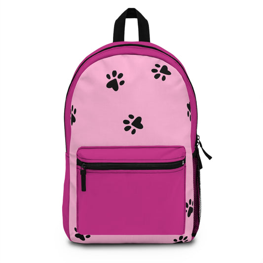 Pink Paw Print Backpack