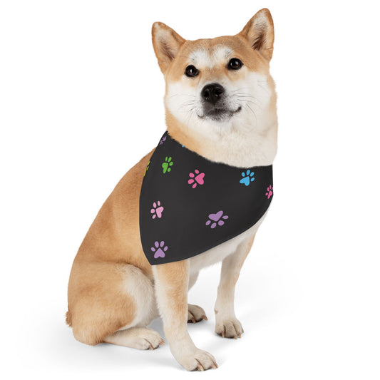 Pet Bandana Collar Multi Color Paw Prints