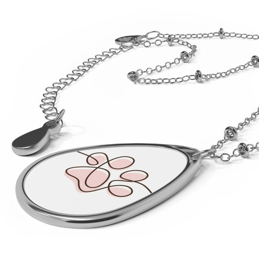 Oval Necklace Paw Print