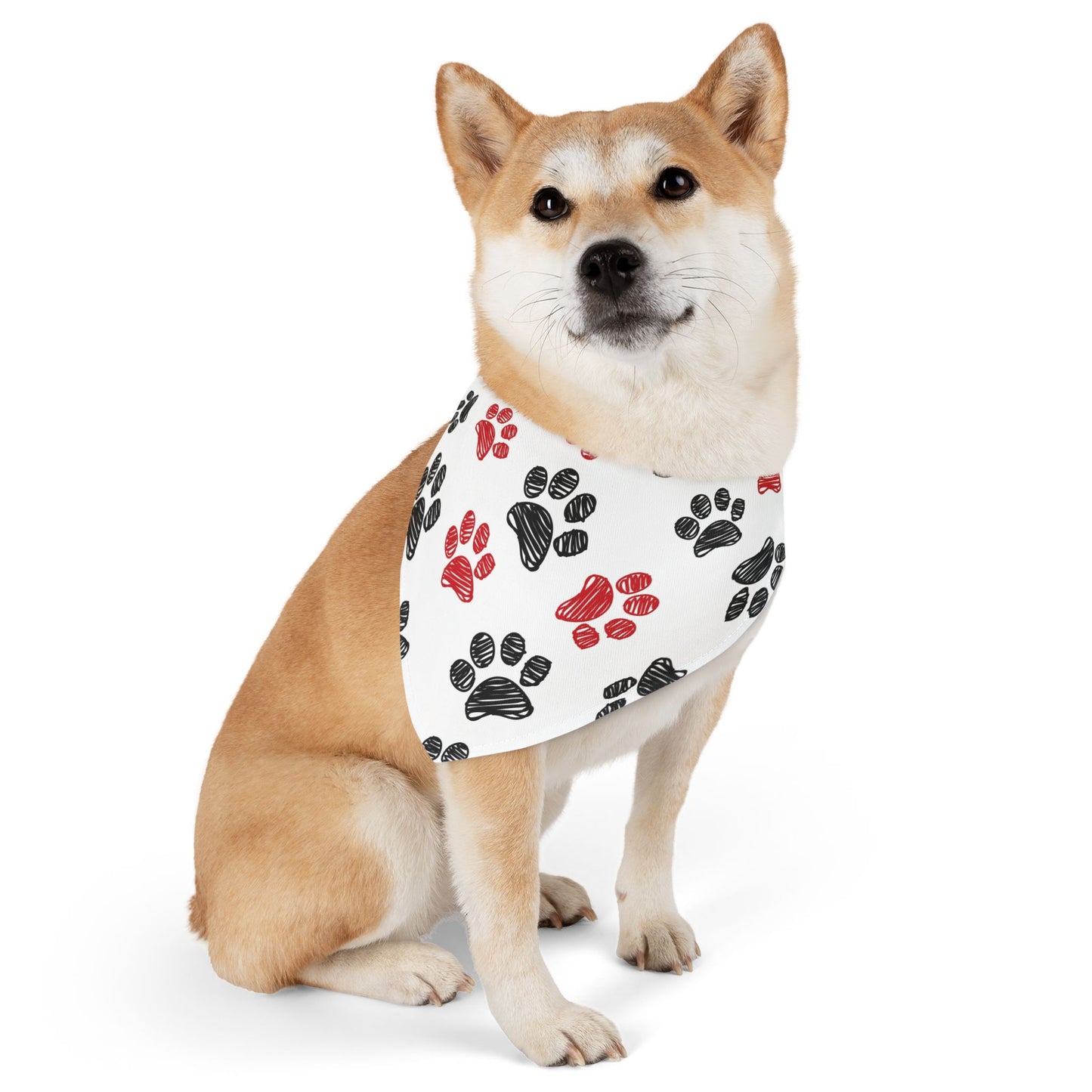 Pet Bandana Collar Red & Black Paw Prints