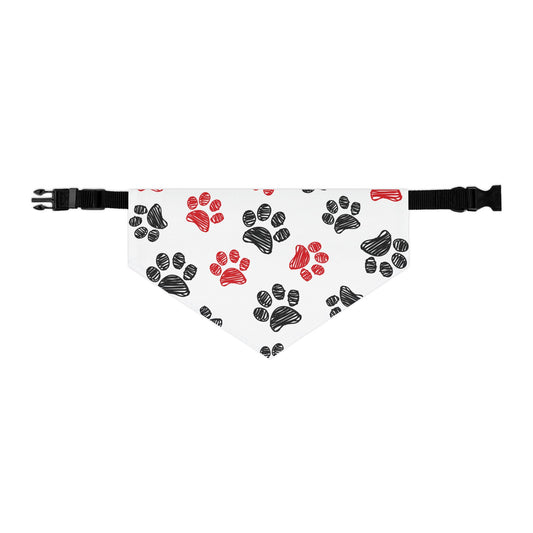 Pet Bandana Collar Red & Black Paw Prints