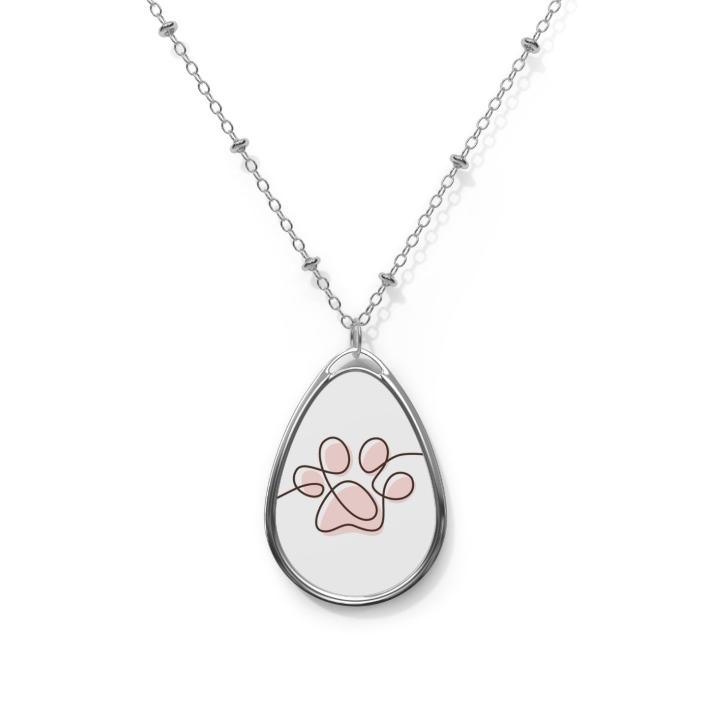 Oval Necklace Paw Print